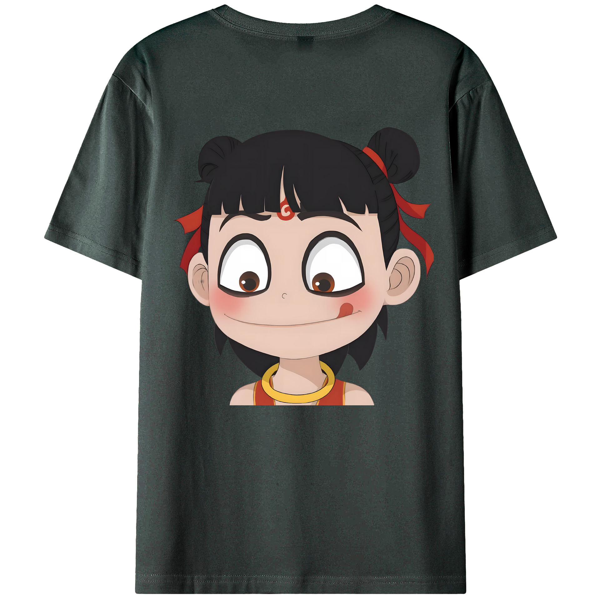 （画像用） Ne Zha 2 ナタ 魔童の大暴れ 綿100％ メンズ半袖Tシャツ（バックプリント） 通気性